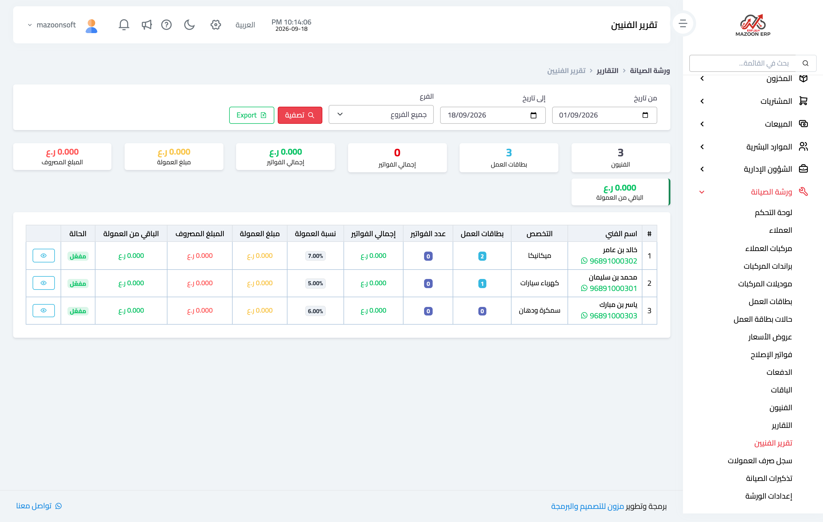 كيف أقرأ تقارير الورشة وأداء الفنيين؟