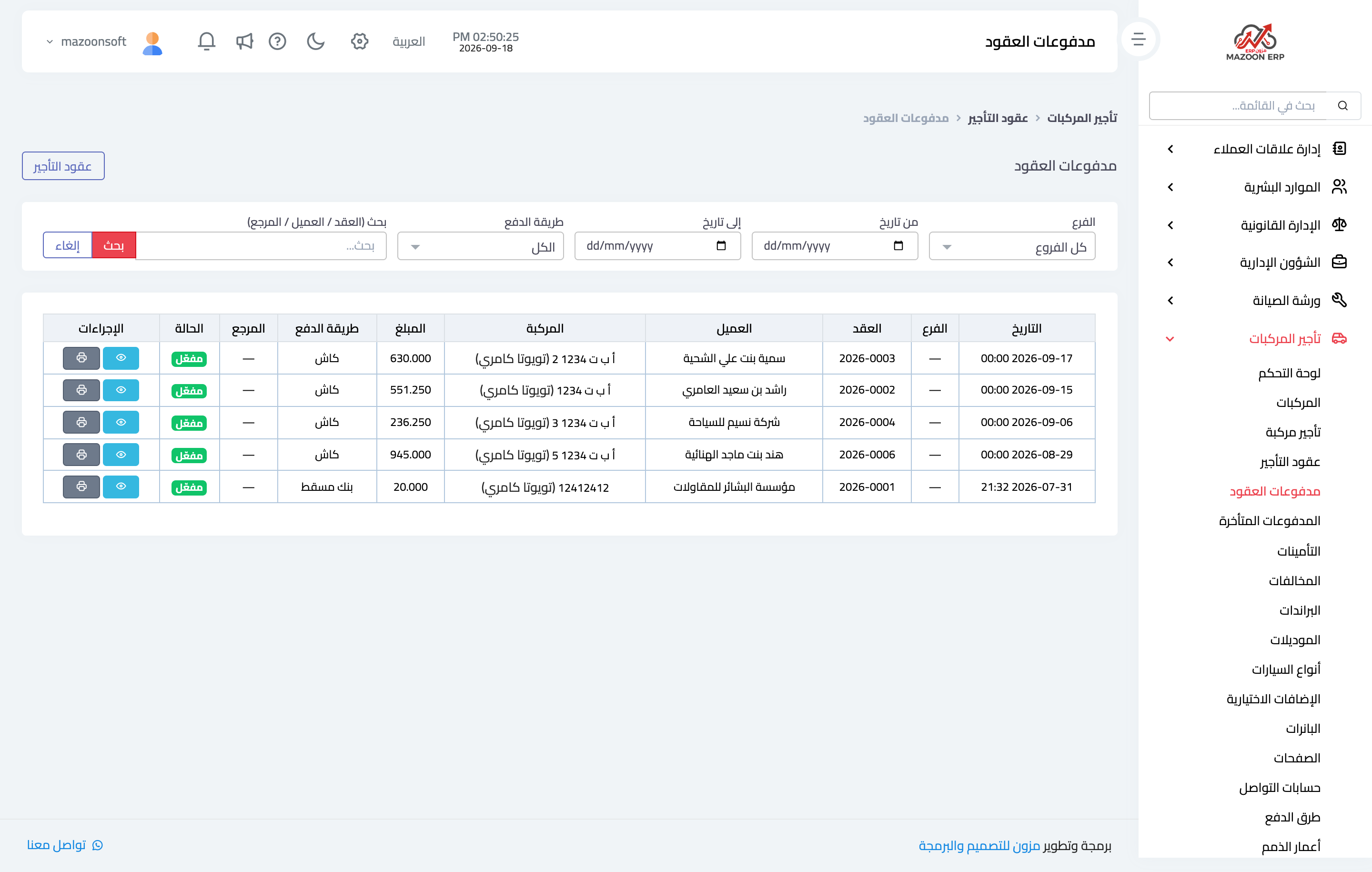 Contract payments: everything collected in the office